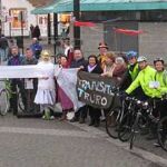 Many supporters, including two ‘funky angels’, used bus and train to join the cyclists in Truro and all felt they had made a stand with all the other cities of the world on Climate Change Action Day and thoroughly enjoyed linking the Transition Towns in Cornwall. 11 arrival at truro 4pm